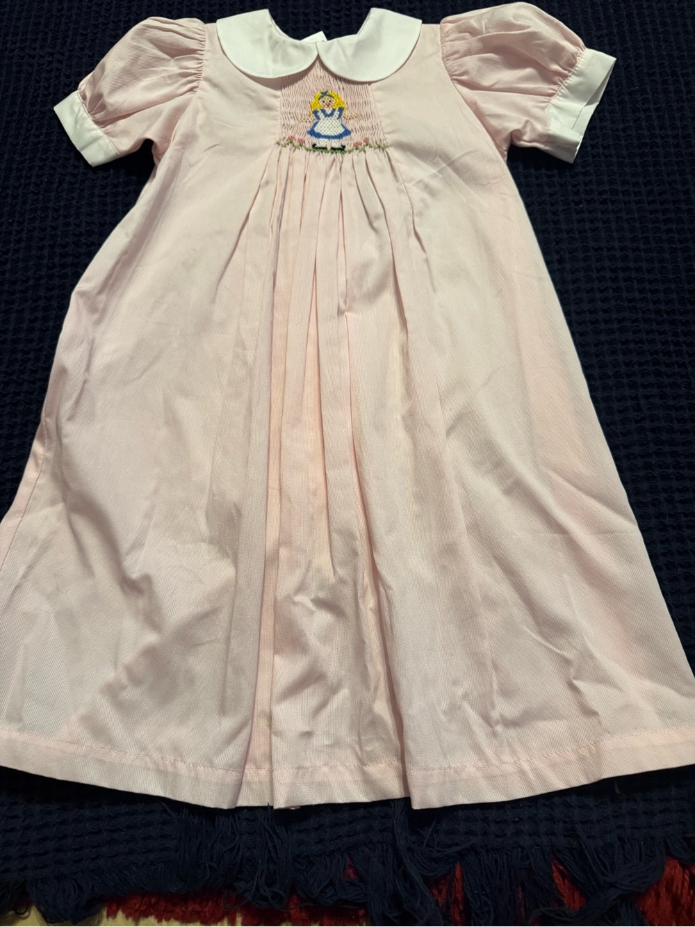 Smocked Pink Girls' Dress with White Peter Pan Collar size 4